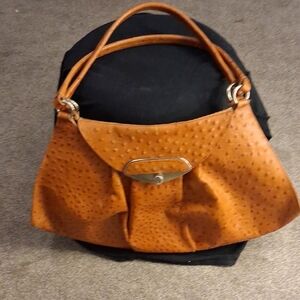 Furla Brown Large Ostrich Shoulder Bag